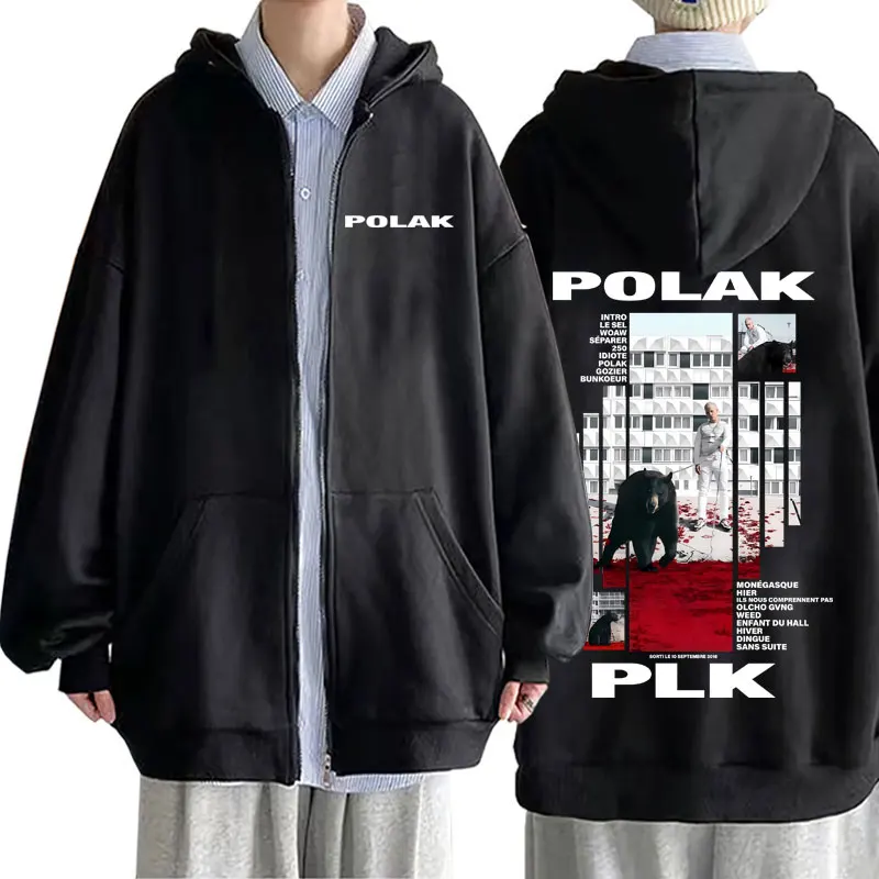 Rapper Plk Polak Print Zipper  - Mens Fashion Zip Up Hoodies 评论和价格
