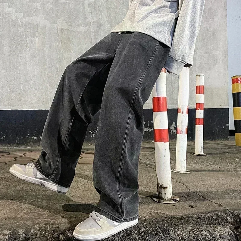 Korean Style Streetwear New Fa - Men'S Fashion Grey Jeans 评论和价格