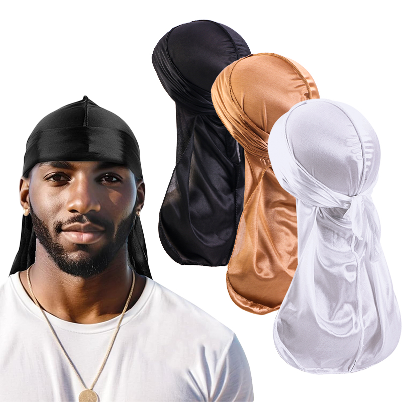 3PCS/LOT Long Durag Silk Satin - Men'S Fashion With Hat 评论和价格