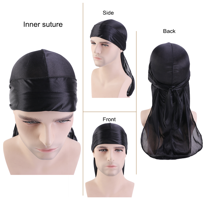 3PCS/LOT Long Durag Silk Satin - Men'S Fashion With Hat 评论和价格