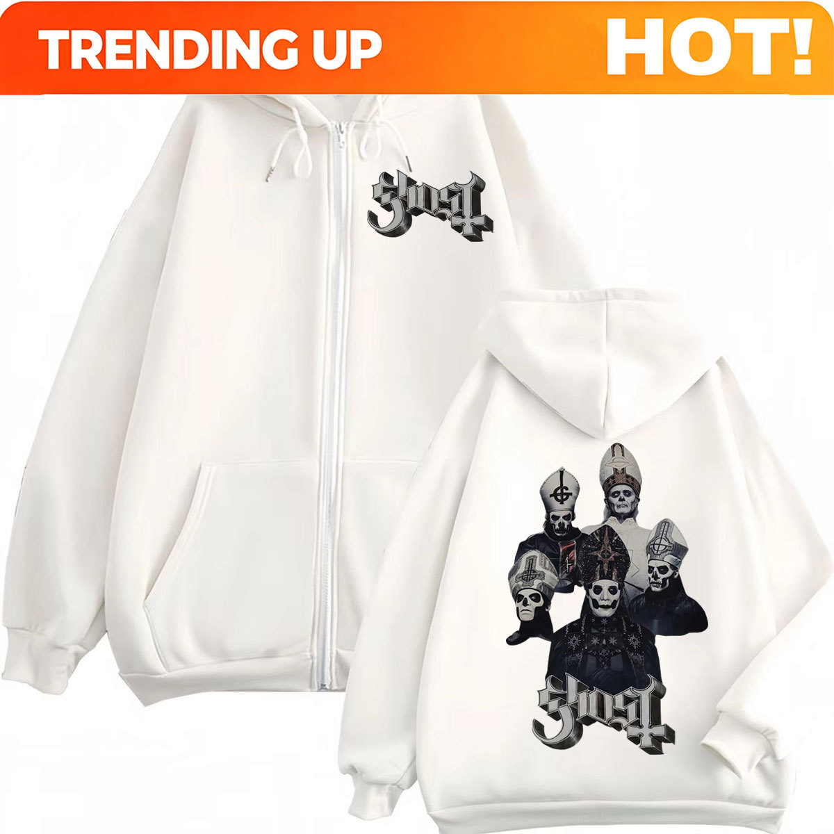 Hot Sale Ghost Band Zipper Hoo - Mens Fashion Zip Up Hoodies 评论和价格