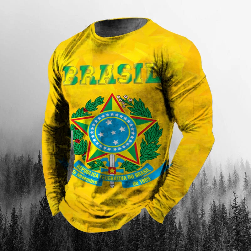 Vintage Brazilian Flag 3D Prin - Mens Fashion Clothes 评论和价格
