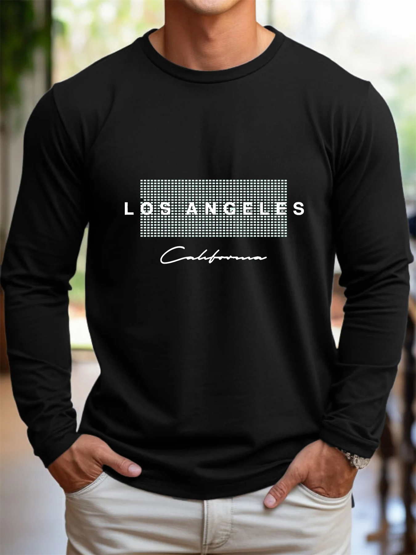 100% Pure Cotton Men's Long Sl - Men'S Fashion T Shirts 评论和价格