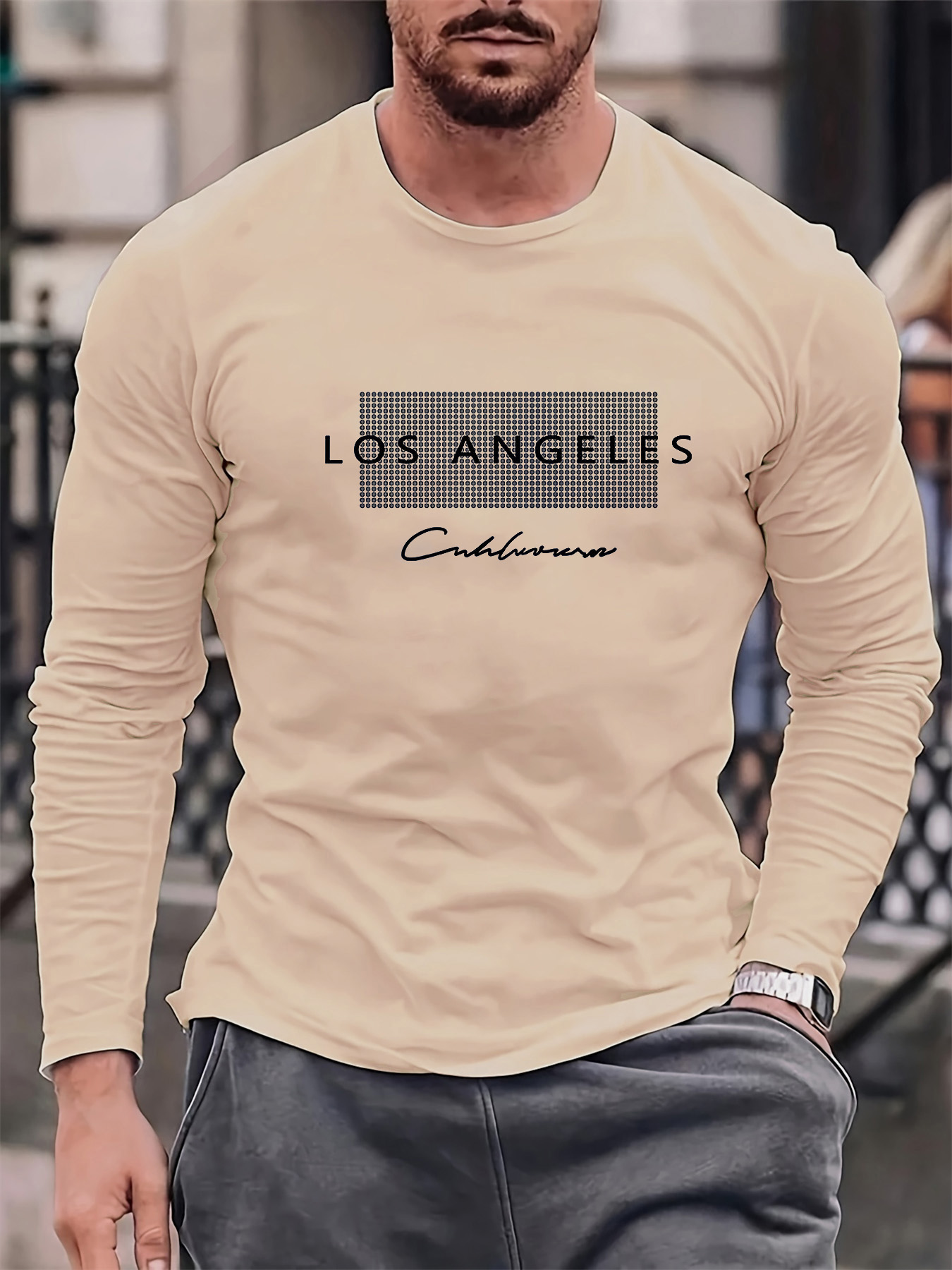 100% Pure Cotton Men's Long Sl - Men'S Fashion T Shirts 评论和价格